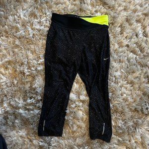Nike Dri-Fit Black with Neon Green Leggings - Size S